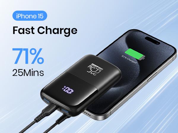 INIU Small 10000mAh Power Bank USB C In/Output 22.5W Fast Charging Portable Charger, 3-Output Mini Battery Pack Charger with Phone Holder for iPhone 17 16 15 14 13 12 Pro Samsung S25 S24 Google iPad Electronic Mobile Compact Travel Gadgets Smartphone