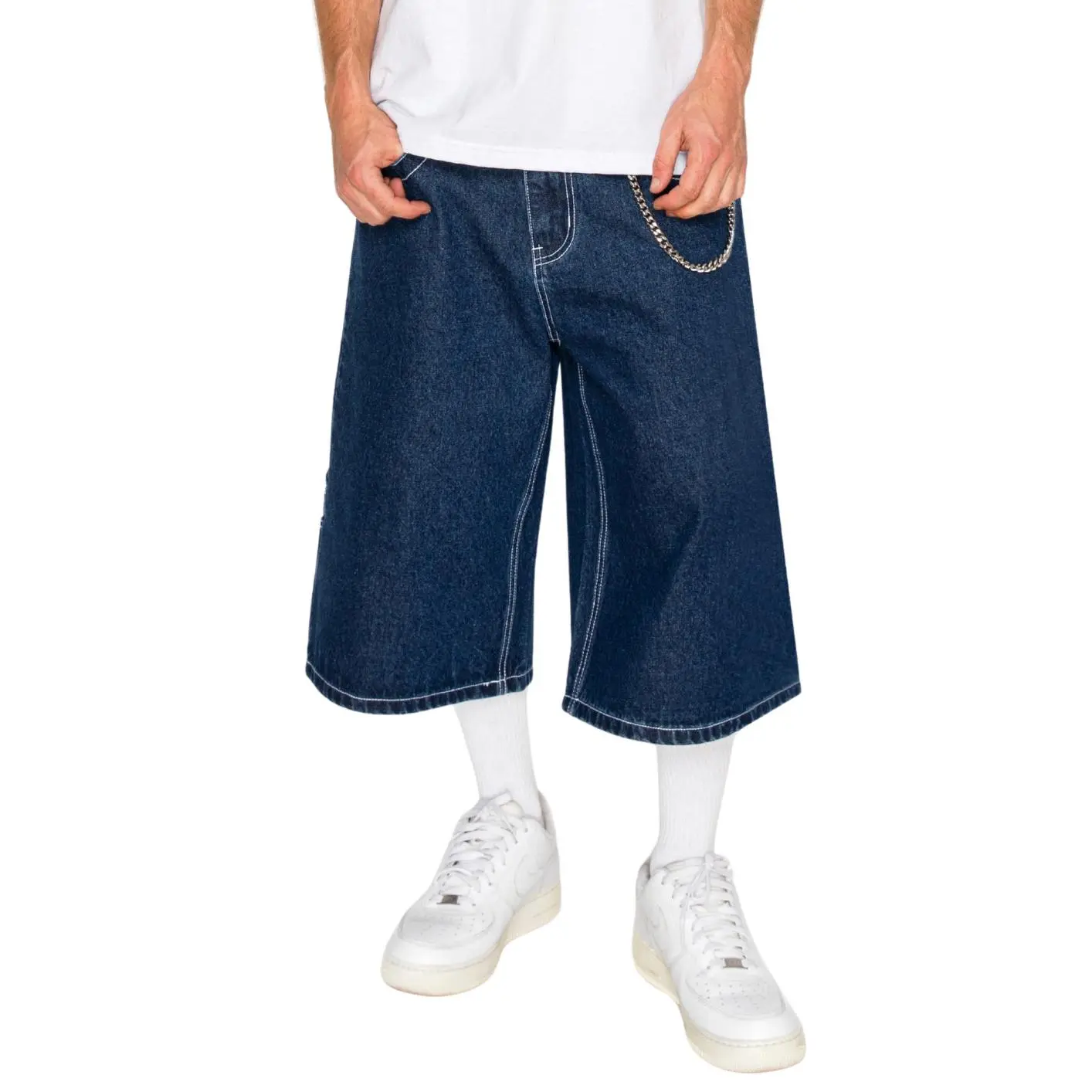 VICTORIOUS Men's Ultra Baggy Denim Jorts, Heavyweight Workwear Style with Carpenter Utility Pockets, Wide Leg Streetwear Fit, Menswear, Cotton, Oversized, Mid Waist, Shorts, Baggy Cut