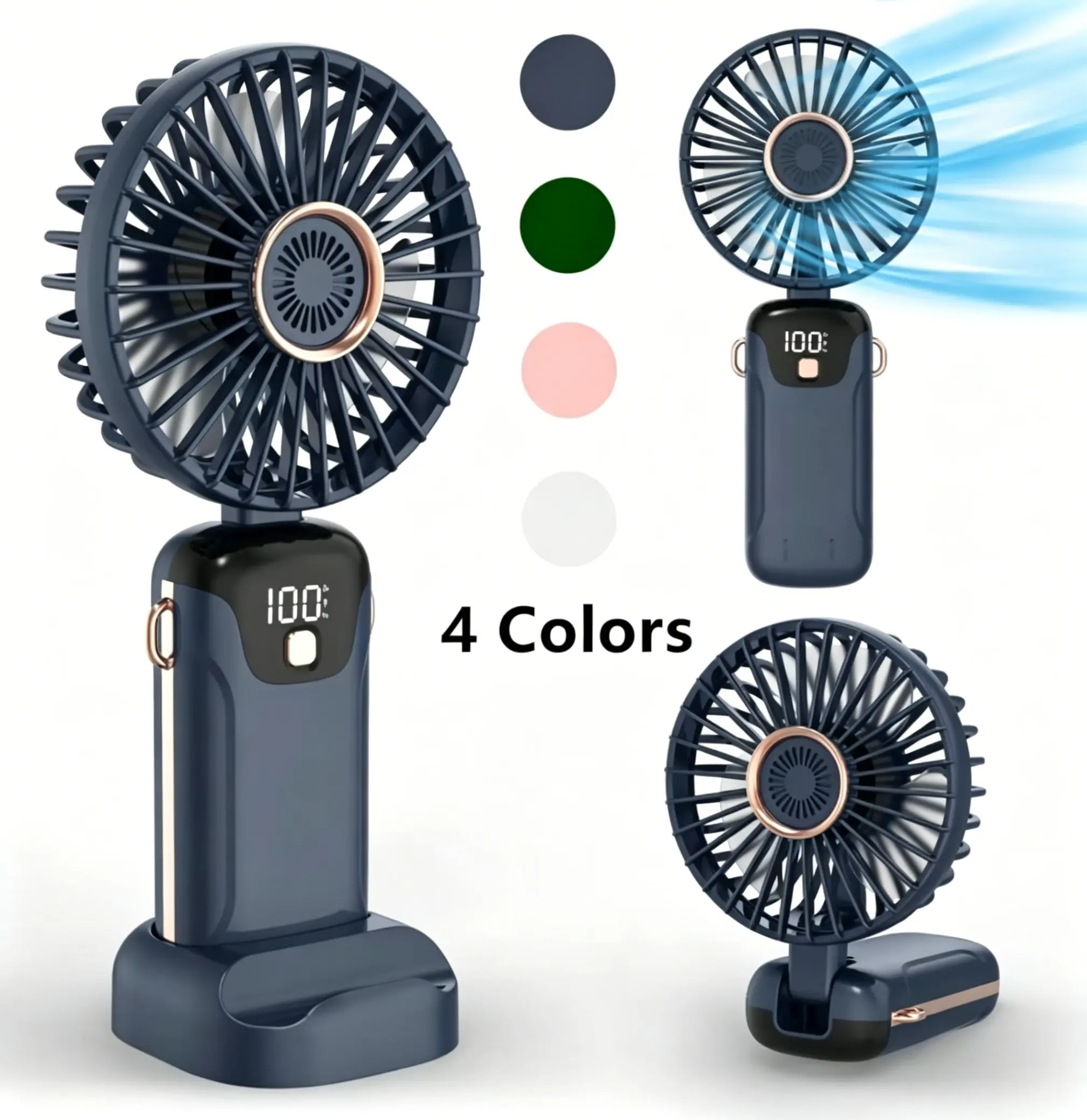 USB Rechargeable Handheld Fan, PortableCooling Lightweight Fan with Digital Display,90° Adjustable Handheld Fan for OutdoorSports, Travel Fan,dorm essentials,home essentials