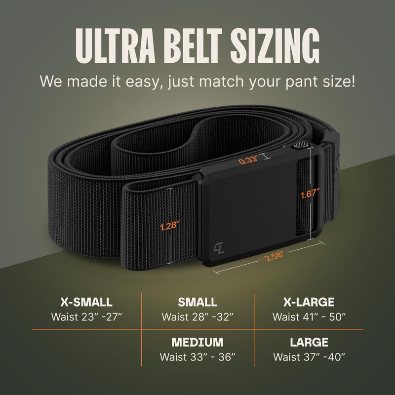 Groove Life Groove Belt Ultra - Black | Comfortable, Lightweight, Durable, Adjustable Stretch Belt for Men, Magnetic Curved Polymer Buckle, Machine Washable, Limited Lifetime Warranty