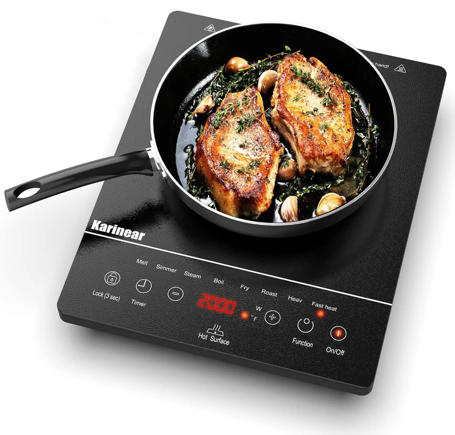 Karinear 1800W Max Single Hot Plate Induction Hob - Multifunction Portable Infrared Electric Cooktop with Glass Top, LED Sensor Touch Control, 9-Level Adjustable Temperature, Child Safety Locks, Hot Surface Indicator, Small Footprint, Compact tiktokshopba