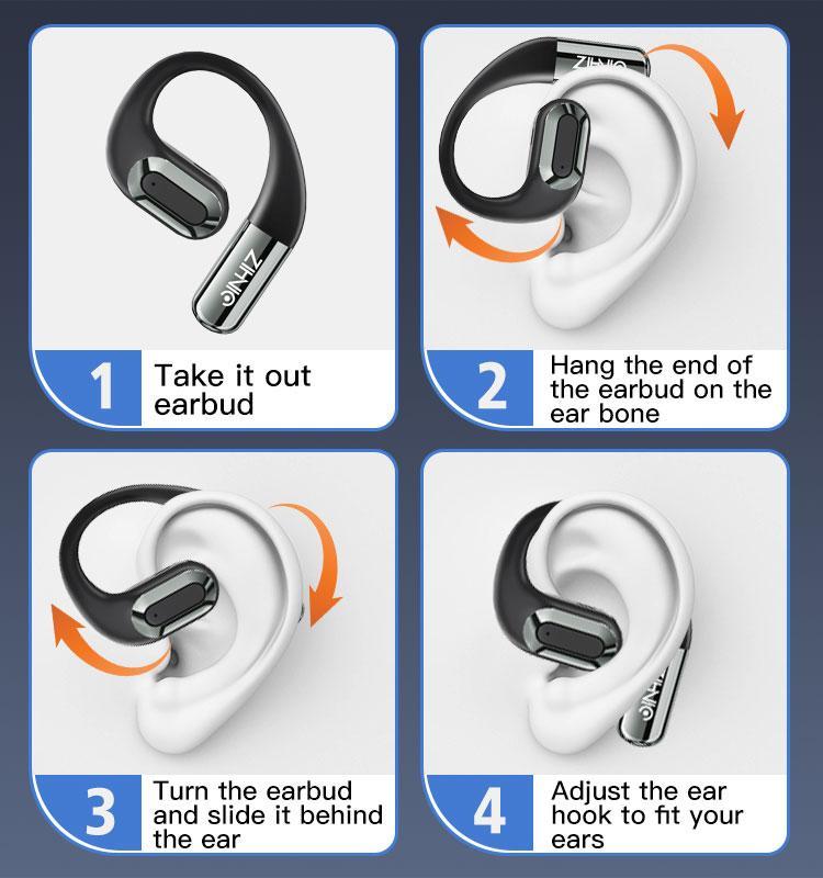 ZIHNIC Wireless Open Ear Earbuds Bluetooth 5.4,OWS Headphones,Wireless Earphones,35Hours Playtime,lPX5 Waterproof,TF card,new 2026 Audio Electronic Headset