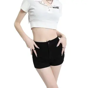 Jeans Shorts for Women High Waisted Stretchy Butt-Lifting Women Denim Shorts Jeanshorts Summer Comfortable Jean for Everyday Wear Black, black wide-leg high-waisted stretchy butt-lifting straight denim shorts for women