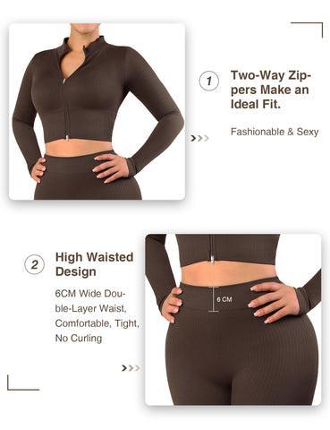 FeelinGirl Seamless Long Sleeve Sportswear Set gym outfit activewear Basic