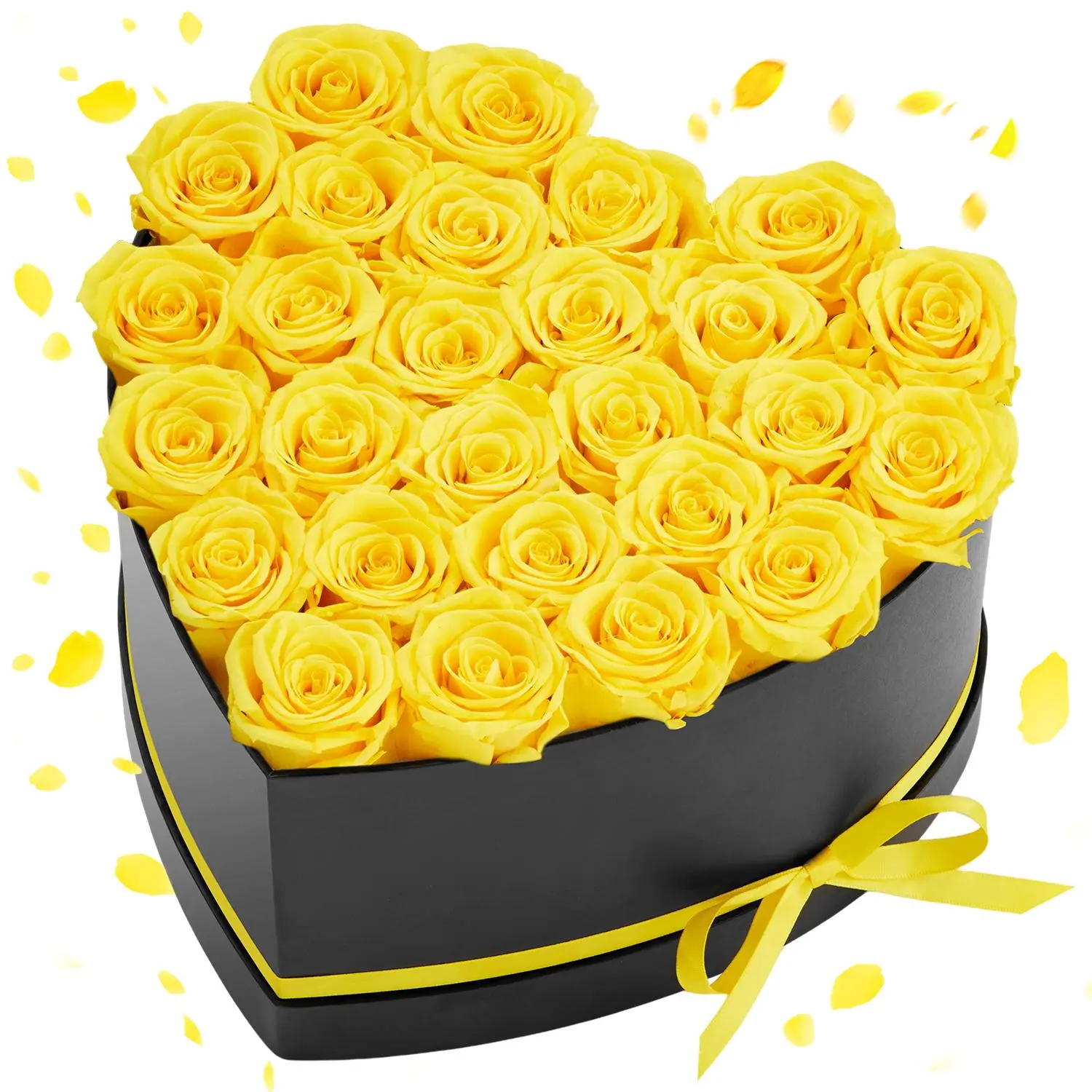 【SummerFinds】VEVOR Forever Flowers, 27 Preserved Roses in a Heart Shape Box, Eternal Flowers Immortal Bouquet Birthday Present for Women Her Wife Mothers, Anniversary, Valentine's Day,Christmas, Yellow