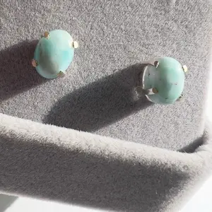 Larimar Earrings – Ocean Whisper Mini (6×4mm, 925 Silver) LAR-E-A01