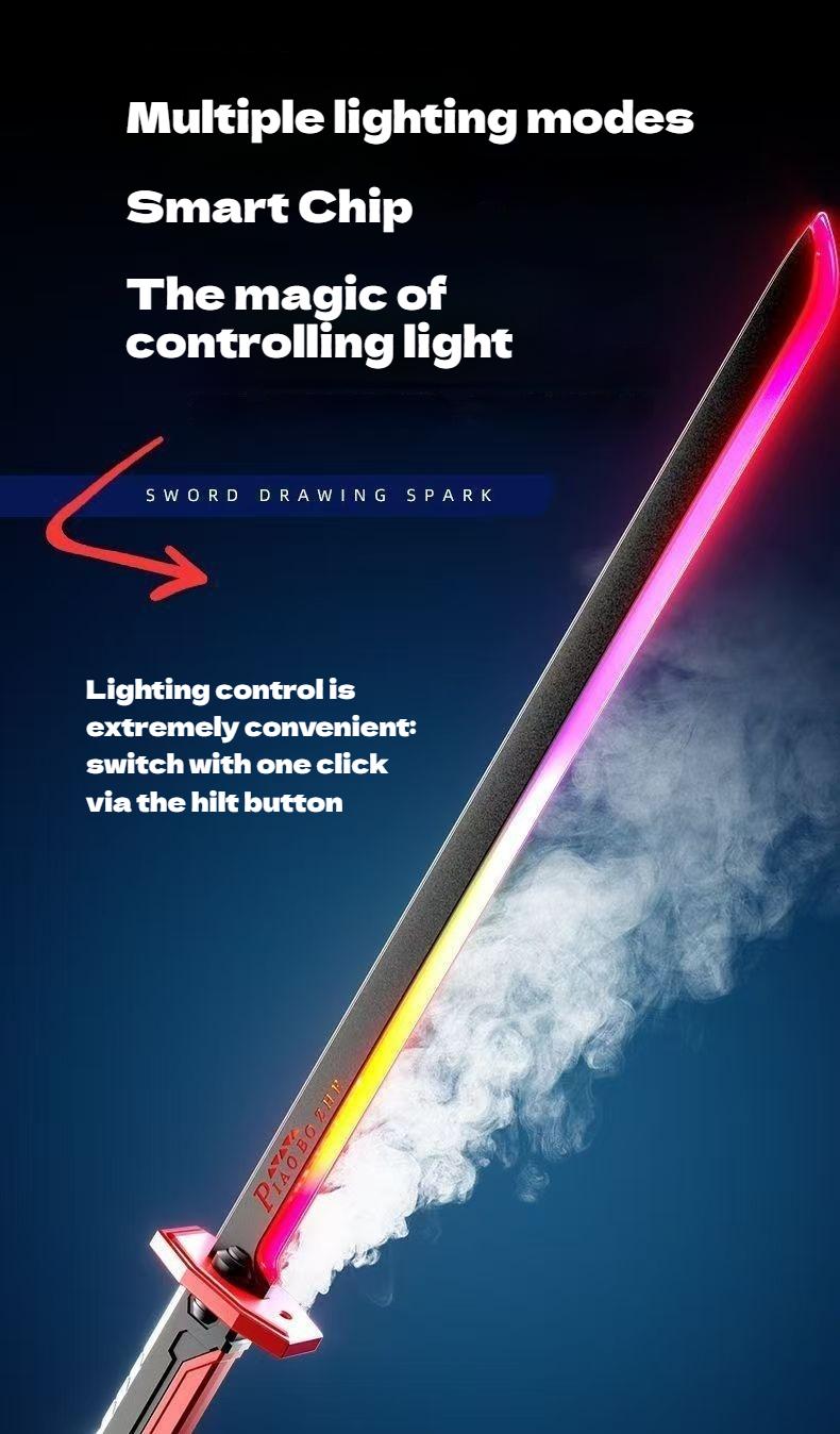 In Stock Spark Edition DKD 31.5" Cyberpunk SparkBlade Lightsaber Toy with Sound & Fog, Eight-Color Streaming Light Effect, Type-C Rechargeable for Rave, Cosplay & Display