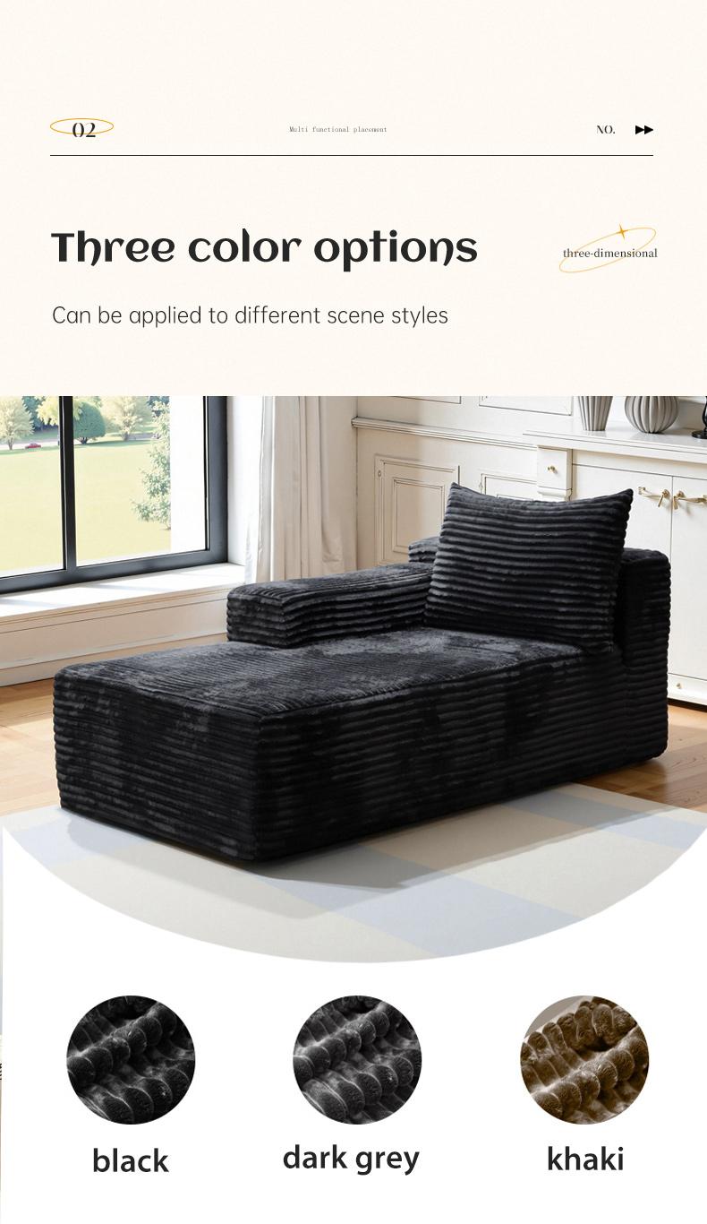 Extra-Large Boneless Cloud Chair Comfy Modern Foam Sofa Bed Modern minimalist black velvet lazy person’s sofa, modular design, no armrests, single-seat recliner.