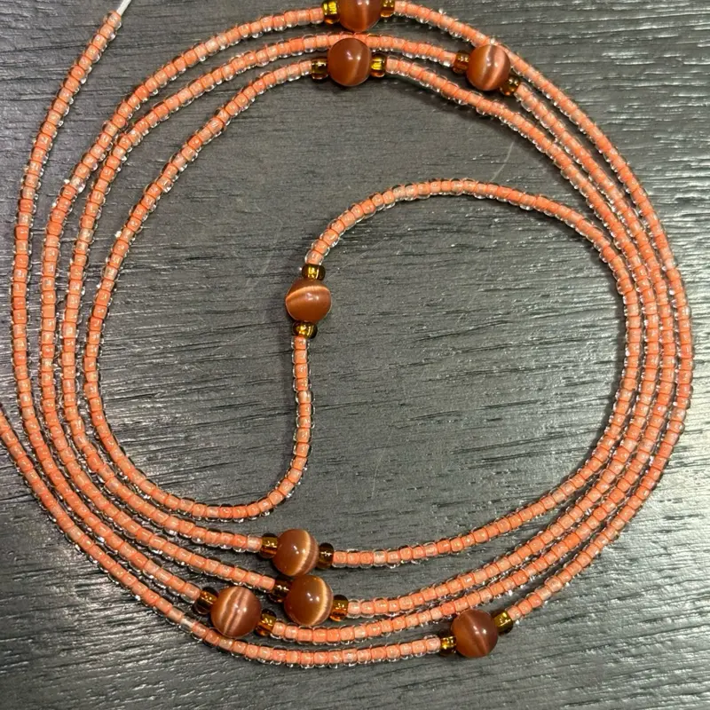Peach nectar tie on waist bead