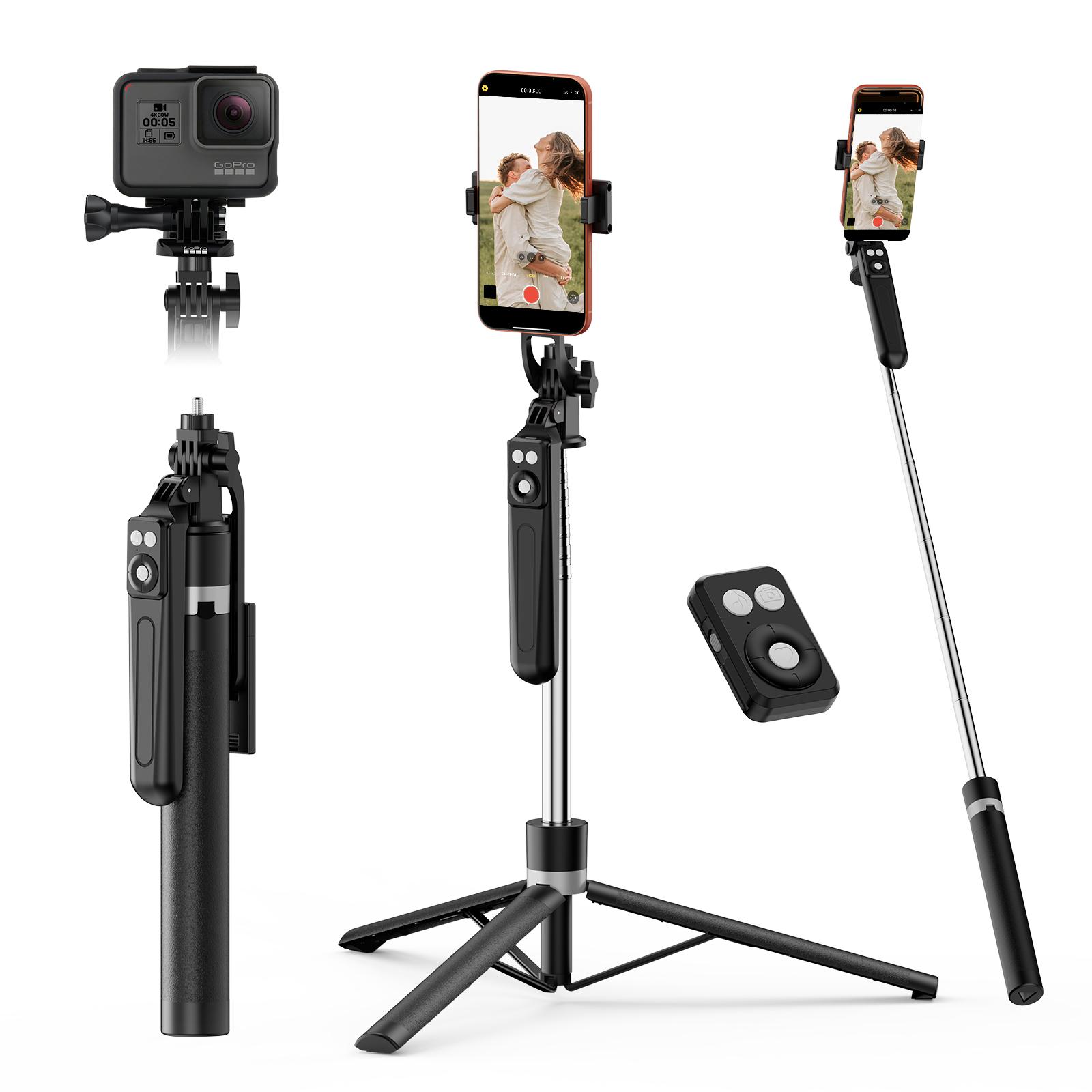 360° Rotatable & Extendable Phone Tripod with Dual Fill Lights & Bluetooth Remote - Portable Selfie Stick for Vlogging, Live Streaming, and Outdoor Travel, Compatible with iPhone 17 16 15 14 13 Android Smartphones