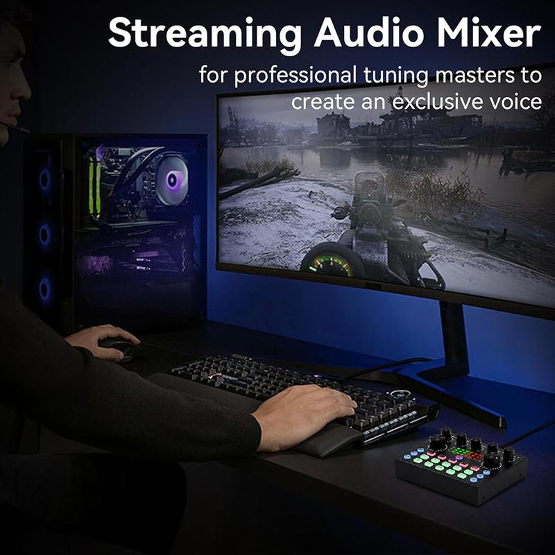 V8S Professional Live broadcast Blog equipment Mixe Live Sound Card Podcast Equipment Bundle,Microphone Set Device,Music/Live Recording game Sing Live Streaming For DJ Disco Device Usb Audio Mixer Usb Audio Interface