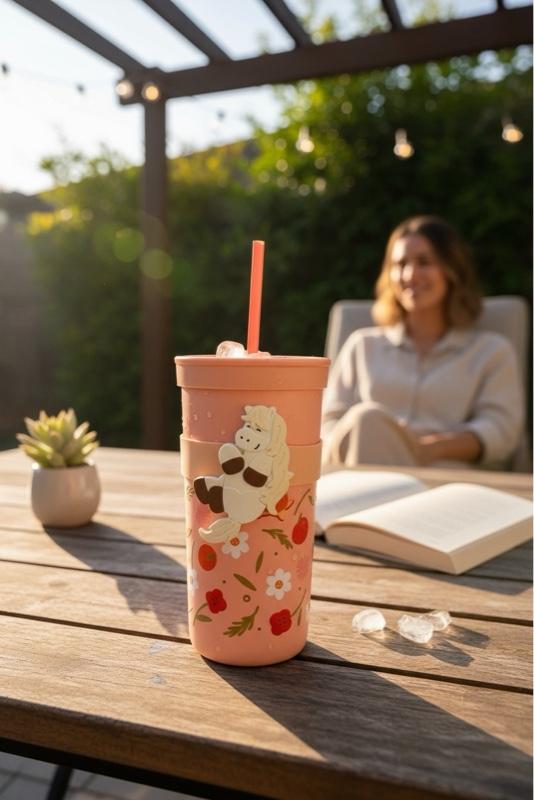 Starbucks 2026 Lunar New Year Year of the Horse Pink Cold Cup Tumbler with Floral Design and Straw Bottle