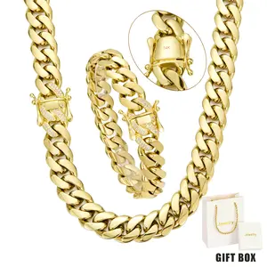 Miami 14mm Necklace & Bracelet –New Dragon Head Clasp Rust-Resistant Technology, Waterproof, Fade-Proof, Hip-Hop Style, Perfect Valentine's Day Gift for Him