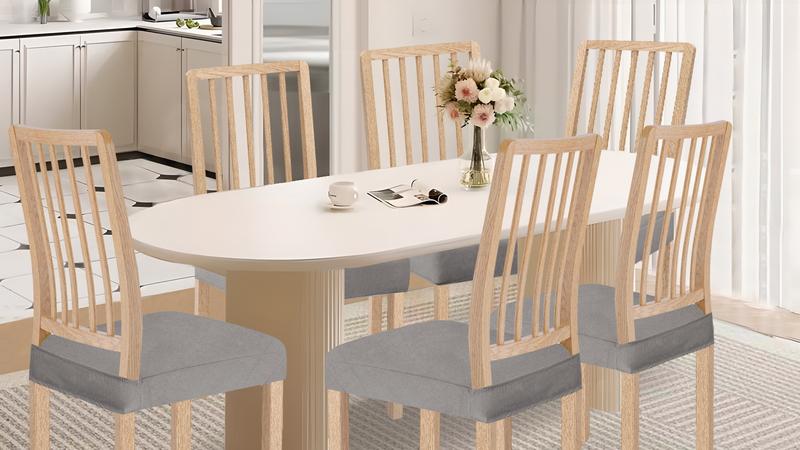 Easy-Going Chair Seat Covers Set of 2,4,6,8, Waterproof Stretch Chair Seat Slipcovers Protector, Removable and Washable Kitchen Covers, Cushion Cover, Kitchen Hacks, Dining Room