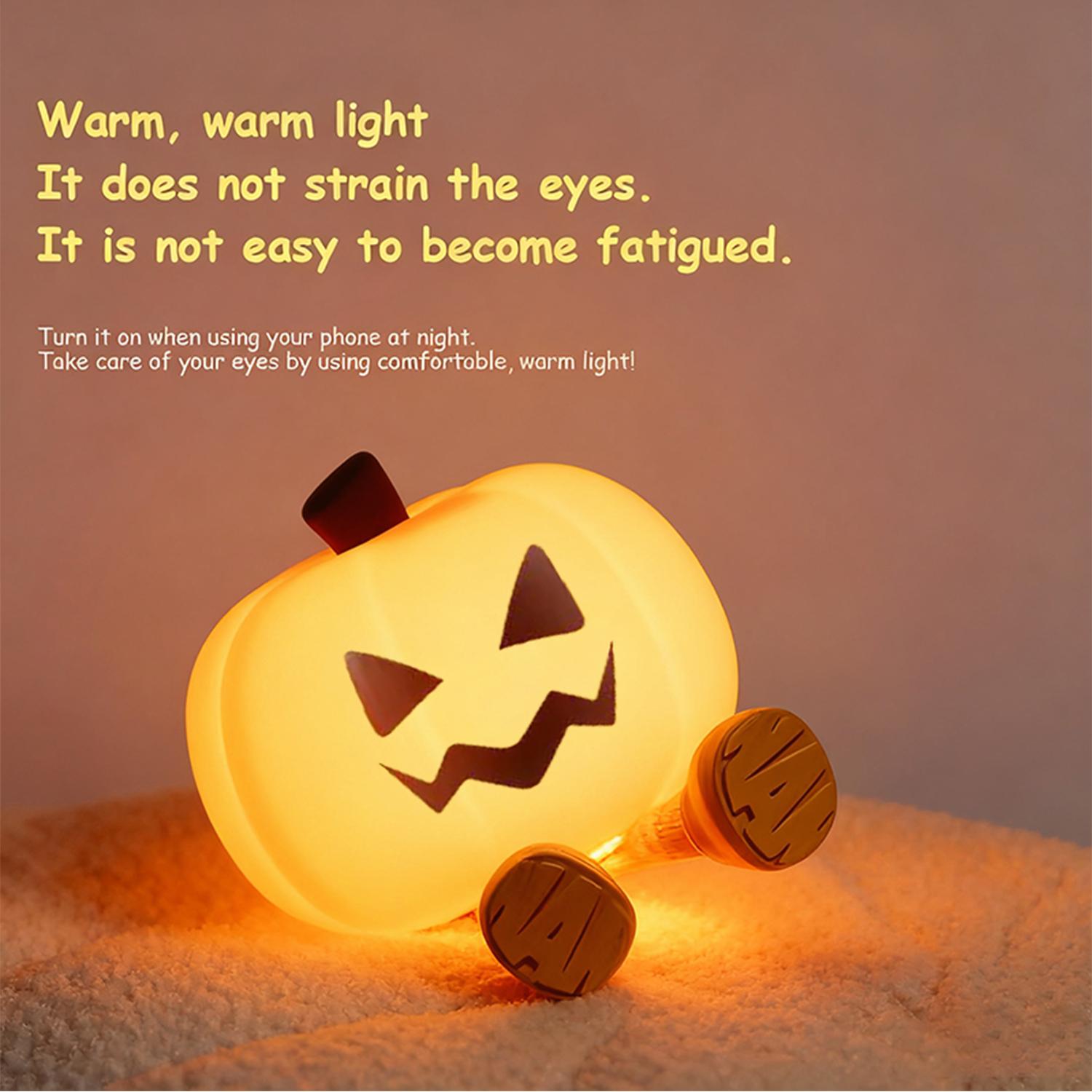 Night for Kids Pumpkin Night Light, Mini LED Pumpkin Lamp with 3 Level Dimmable, Nursery Nightlight for Kids, Silicone Rechargeable Bedside Touch Lamp, for Kids EasterEggLight TiktokShopSpringGlowUp clearance items