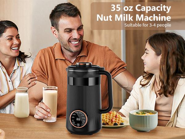 Nut Milk Maker Machine 35oz, 10 Stainless Steel Blades for Homemade Almond Oat Coconut Plant-Based Milk, 8-in-1 Self-Cleaning Auto Keep Warm & Boil Water, 12H Delay Start for Non-Dairy Beverages