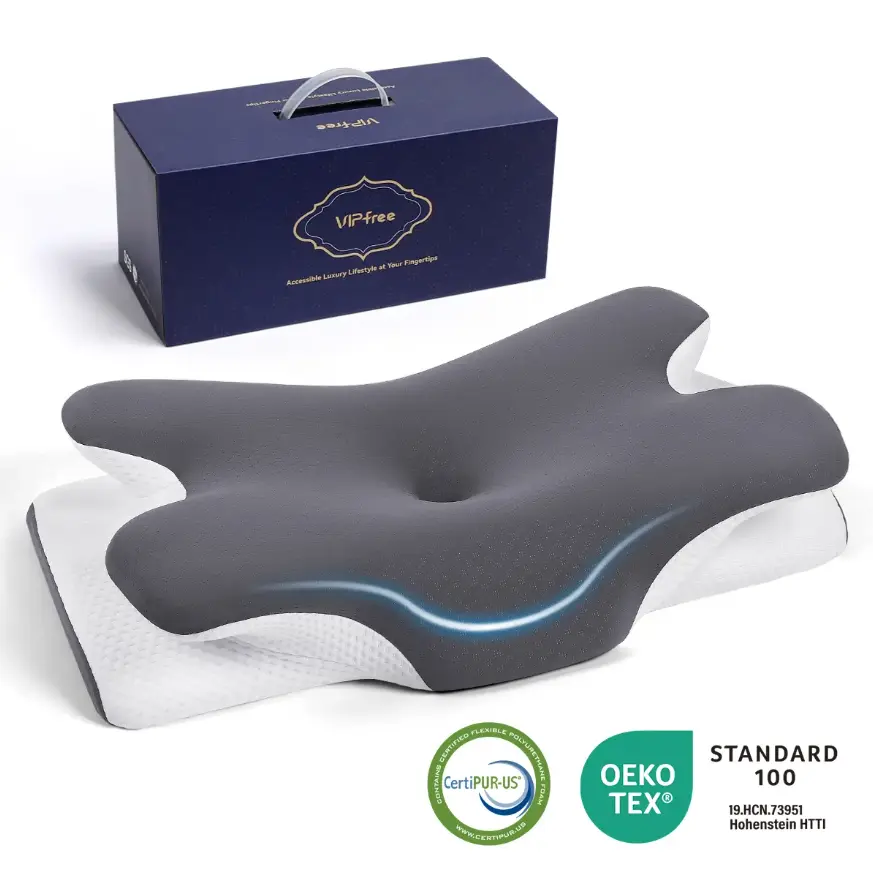 （Neck Pillow） Cooling Memory Neck Pillow, Adjustable Ergonomic Memory Foam Neck Pillows, Cervical Support