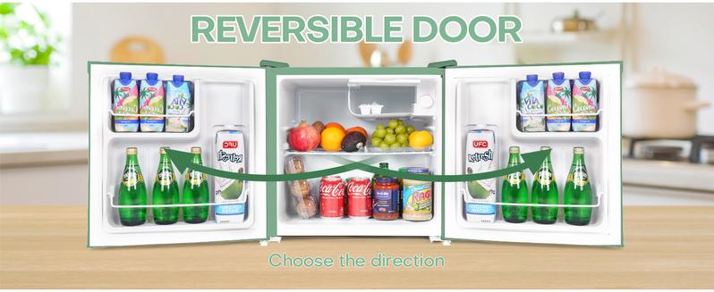 Upstreman mini fridges 1.7 Cu Ft with Freezer FR17 Adjustable Thermostat Energy Saving Low Noise Single Door Compact Refrigerator for Dorm Office Can Bedroom green fridge mini  brands Small pantry drink fridge skincare fridge Portable