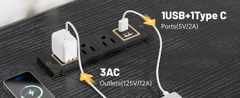 【Cost-effectiveness】Raybee 48'' Gaming Desk with Drawer,Computer desk with LED Lights & 3AC Power Cord & Outlets,Home Office Desks with Monitor Stand,Side Shelf,Metal Frame