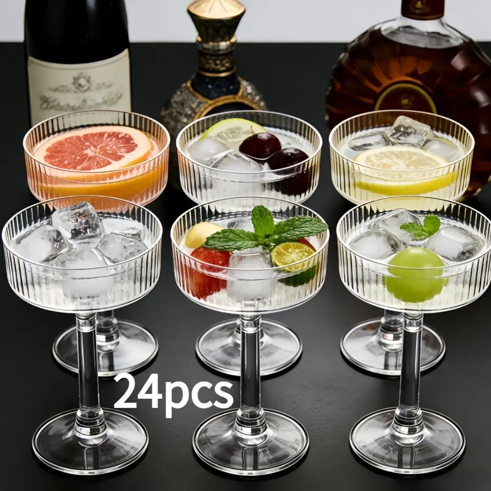 24 Pack Clear Plastic Martini & Wine Glasses – Drinking Glasses Set, Multifunctional Cocktail Cups, Lightweight Drinkware for Champagne, Party & Picnic | Perfect for Birthday, Valentine’s Day, Easter & Weddings