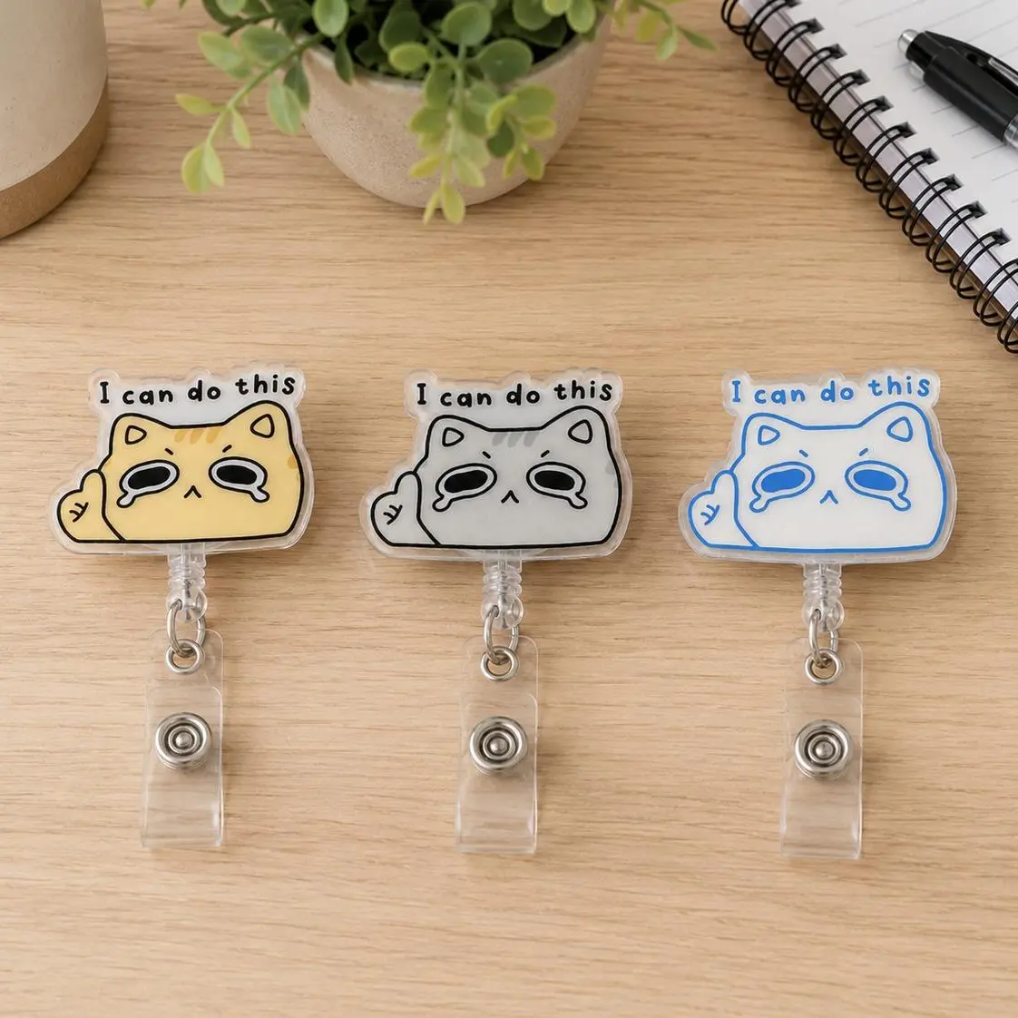 I Can Do This Meme Cat Retractable Badge Reel, Cute Cat ID Badge Holder, Nurse Gift, Medical Worker, Teacher Accessory