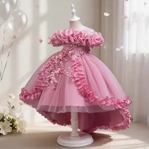 Girls Dress Elegant High Low Hem Train Party Birthday Wedding Special Occasion Everyday Wear