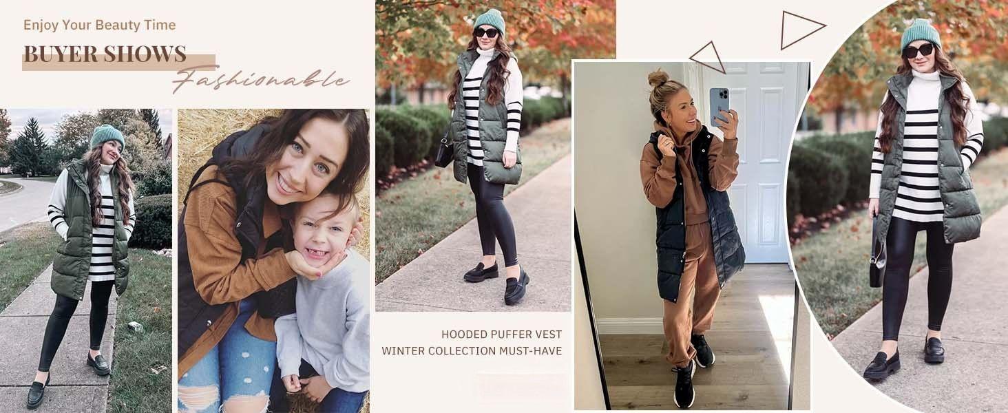 Long Puffer Vest Sleeveless Puffy Jacket with Removable Hood 2025 TikTokShopHolidayHaul Christmas Casual Hooded Puffer Coat Outerwear Vest Gilet 2025 Fall Winter Womenswear Style Tops SpringStatements