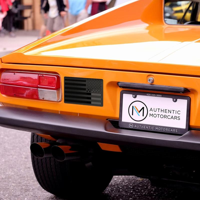 Embossed 3D Metal All Black American Flag Emblem Decal Stickers (1 Pair), Matte Black 5" x 3" Patriotic USA US Flag Car Decals Bumper Stickers for Truck, Window, Motorcycle, Support US Military