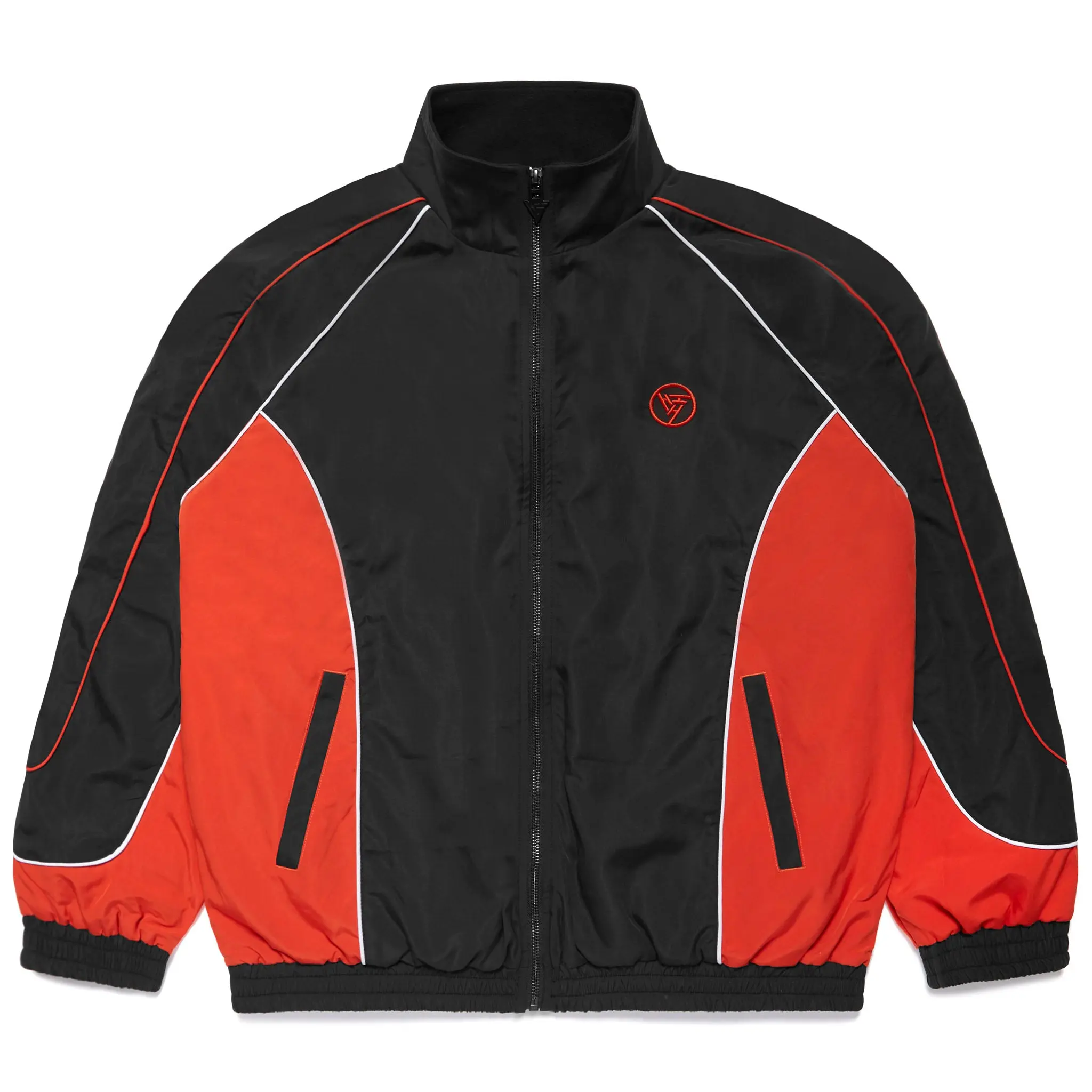 Hypland Piping Hot Men's Fleece-Lined Nylon Casual Windbreaker Jacket - Black Menswear Top, Contrast Piping, Full Zip Closure, Shell, Lightweight Jacket, True Size, Worldwide Availability
