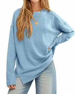 Cicy Bell Women's Oversized Sweaters Casual Long Sleeve Knit Pullover Tops Crewneck Trendy Slouchy Fall Tunic in Soft Acrylic Blend Fabric Knitwear for All Day Comfort