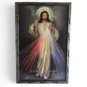 Divina Misericordia (#17) Rustic Frame For Wall Oil Painting Divine Mercy  Imagen Image Religious Decor  Cuadro Rustico Religious art image, home decor, wall decor, church events, gifts