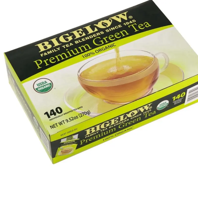 Premium Organic Green Tea 140 Ct - 100% Organic Beverage with 140 Individually Wrapped Tea Bags