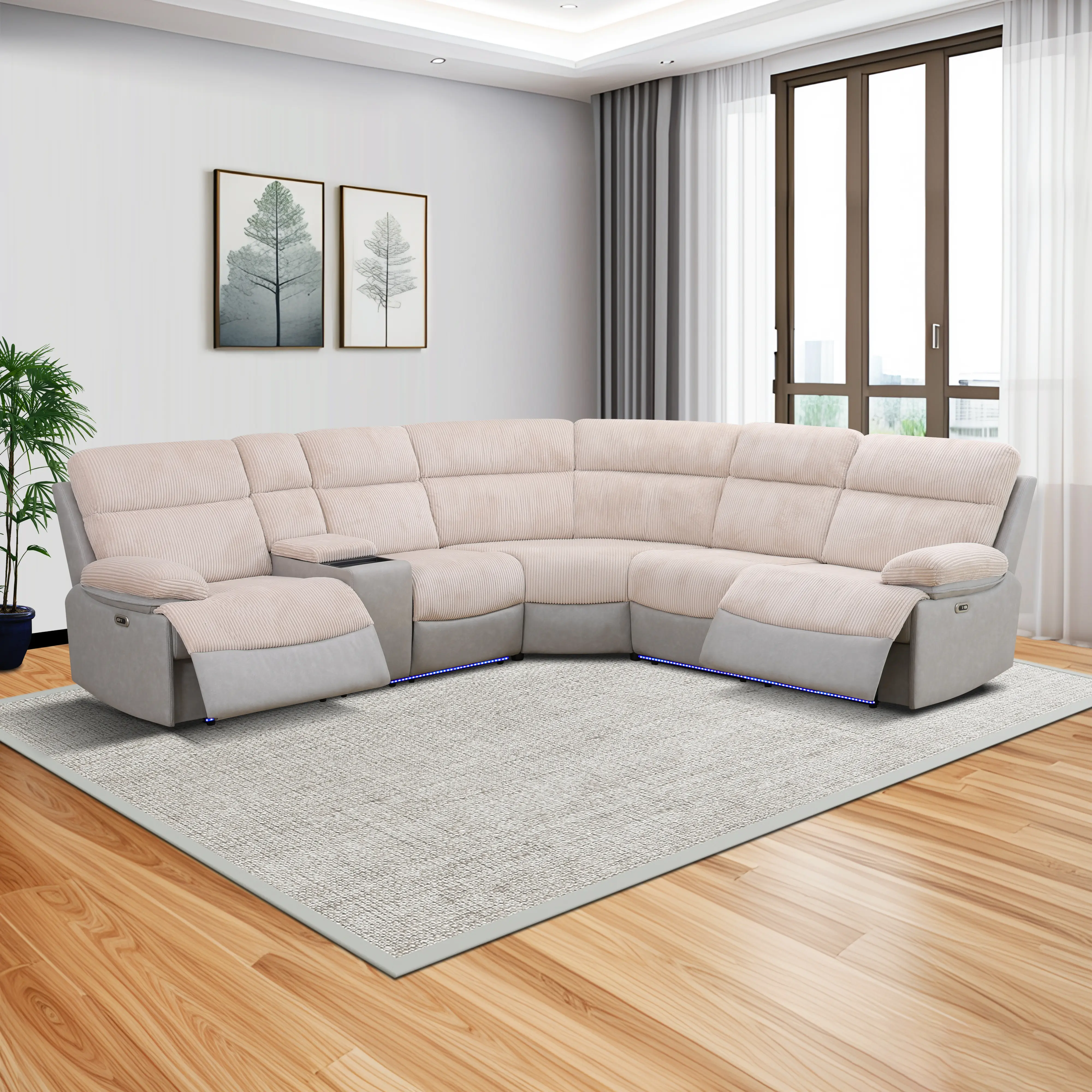 Ainehome 3-Piece Classic Intelligent Recliner Sofa Set with Adjustable Arms, Indoor Living Room Furniture Collection