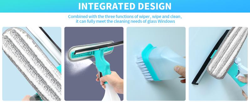 4-in-1 Set Multi-Purpose Window Cleaning Tool with Spray Bottle, Rubber Squeegee and Microfiber Cleaning Head for Dirty Indoor Glass dealsforyoudays