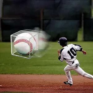 Baseball Display Case UV Protected Acrylic Clear Baseball Holder Square Cube Ball Protector