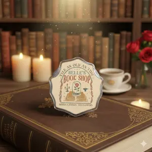 Retro Tale As Old As Time Phone Grip, Enchanted Rose Book Shop Phone Topper, Bibliophile Gift for Reader, Dark Academia Aesthetic Phone Accessory, Library Lover Phone Holder