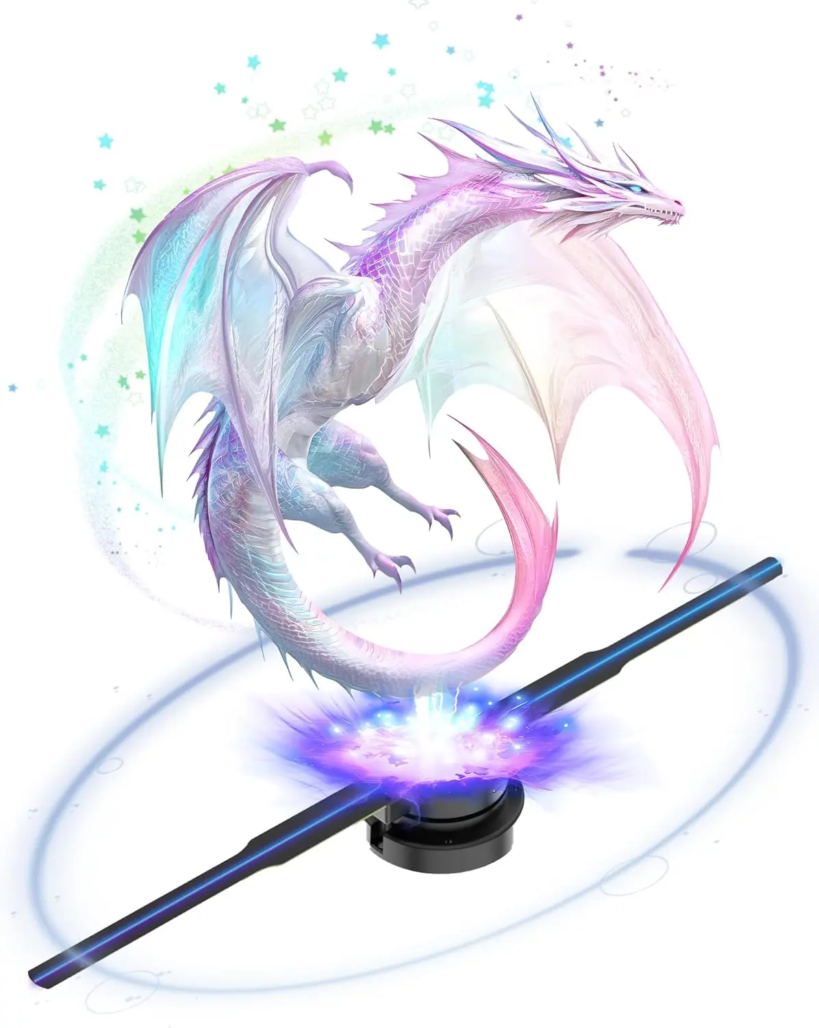3D Hologram Fan 16.5 Inch HD LED Projector with Remote WiFi APP Holographic Video Display for Business Bar Halloween Audio Plastic