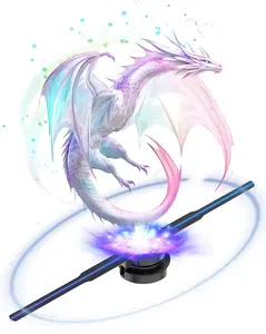 3D Hologram Fan 16.5 Inch HD LED Projector with Remote WiFi APP Holographic Video Display for Business Bar Halloween Audio Plastic