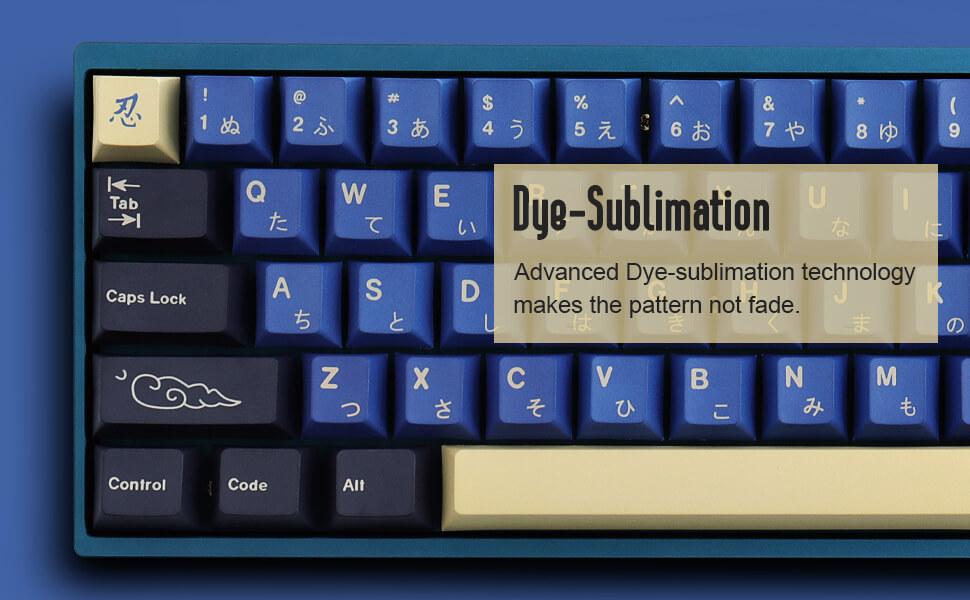 PBT Keycaps 119 Keys Blue Samurai Keycaps Dye-Sublimation Ninja PBT Keycap Set Cherry Profile Custom Keycaps for Cherry Gateron MX Switches Mechanical Keyboards US Layout