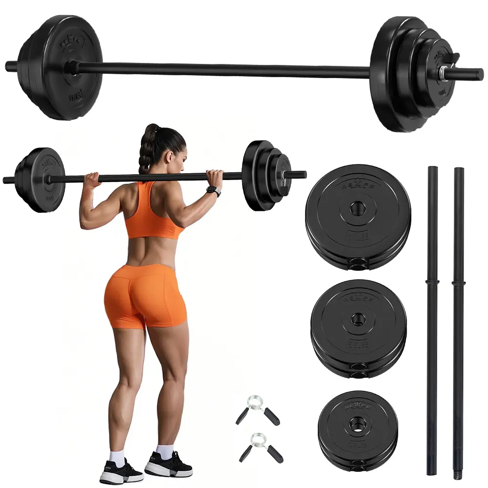 Relife Adjustable Barbell Weight Set for Home Gym, Barbell Weight Set for Lifting and Body Building, Black Muscle Training Equipment Muscle Exercise Equipment tiktokshopbacktoschool