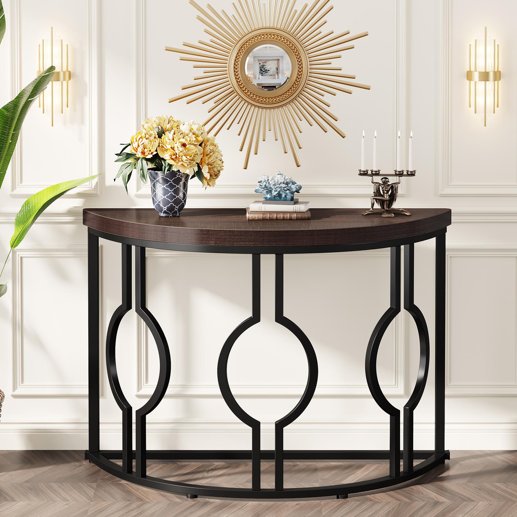 Tribesigns Industrial 43 Inch Half Moon Console Table for Entryway Tribesigns Industrial 43 Inch Half Moon Console Table for Entryway