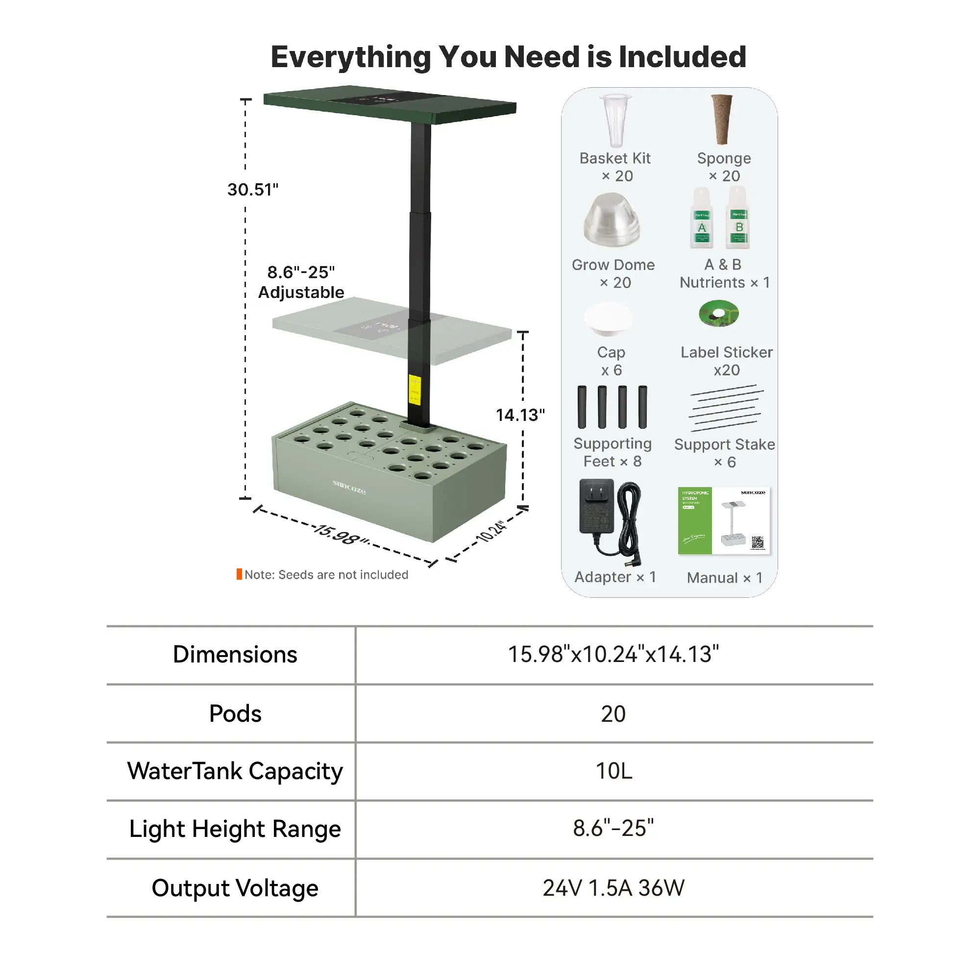 Avocado Green-20 Pods & 30W Light
