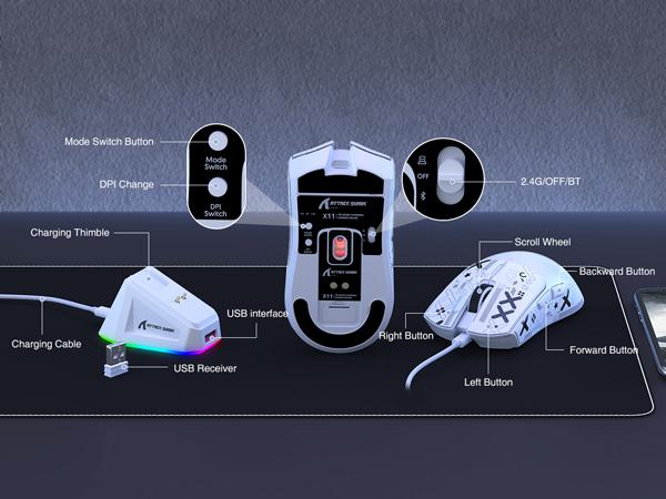 ATTACK SHARK X11 59g Lightweight Wireless Gaming Mouse,with Grip Tape,RGB Charging Dock,up t0 22000 DPI,PixArt PAW3311 Gaming Sensor,for PC Mac Gamers