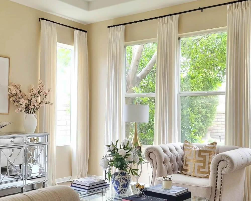 Twopages 2026 Spring Glow Up Liz Faux Linen Pinch Pleat Curtain Panel – 52" White Unlined Darkening Drapes for Bedroom & Living Room Privacy, Adjustable Hooks, Easter Home Refresh