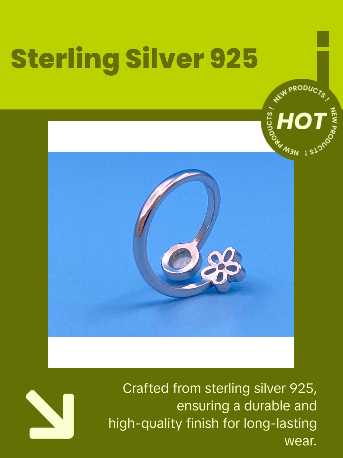 Sterling Silver Larimar Flower Circle Ring
