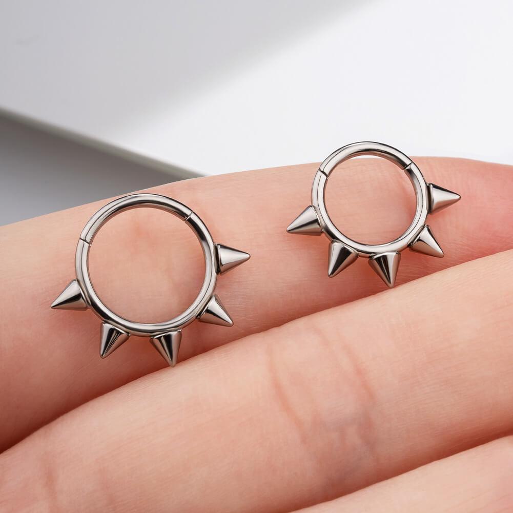 Oufer 16G Five Spikes Titanium Hinged Segment Septum Ring Snakebites Piercing Jewelry
