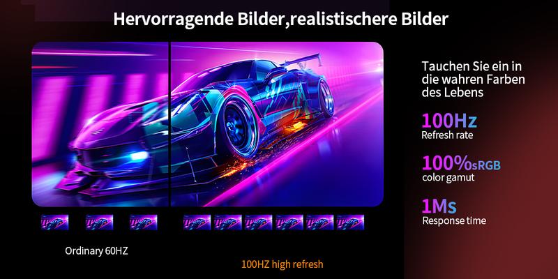27 Inch Curved Gaming Monitor – FHD 1920×1080, 100Hz Refresh, 1ms Response, HDMI/DP Dual Ports, Built-in Speakers, VESA Wall-Mount, Adaptive Sync, 100% sRGB, 1800R Curvature