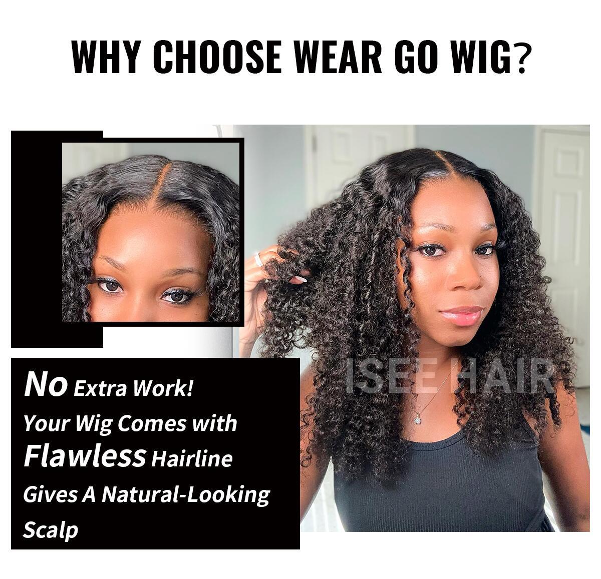 ISEE Wear Go Deep Wave Pre Cut HD Lace Glueless Lace Closure Wig - Beginner Friendly Gift for Girlfriend/Wife/Family #SpringStatements