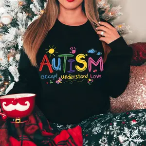 Autism Accept Understand Love Sweatshirt, Autism Awareness Graphic Sweatshirt, Neurodiversity Support Pullover, Special Education Teacher Gift, Autism Mom Dad Crewneck