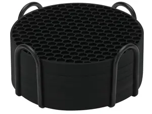 Silicone Coasters Set of 8 with Holder, Non-Slip Drink Coasters for Hot & Cold Cups, Tabletop Protection placemats hand